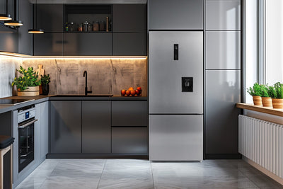 Kogan 412L Bottom Mount Fridge with Water Dispenser - Stainless Steel