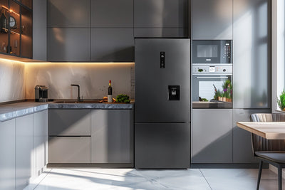 Kogan 412L Bottom Mount Fridge with Water Dispenser - Dark Stainless Steel