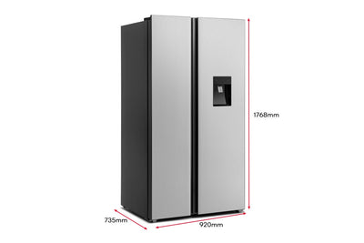 Kogan 631L Side by Side Fridge with Water Dispenser Stainless Steel
