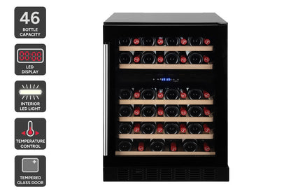 Kogan 46 Bottle Dual Zone Wine Fridge - Black