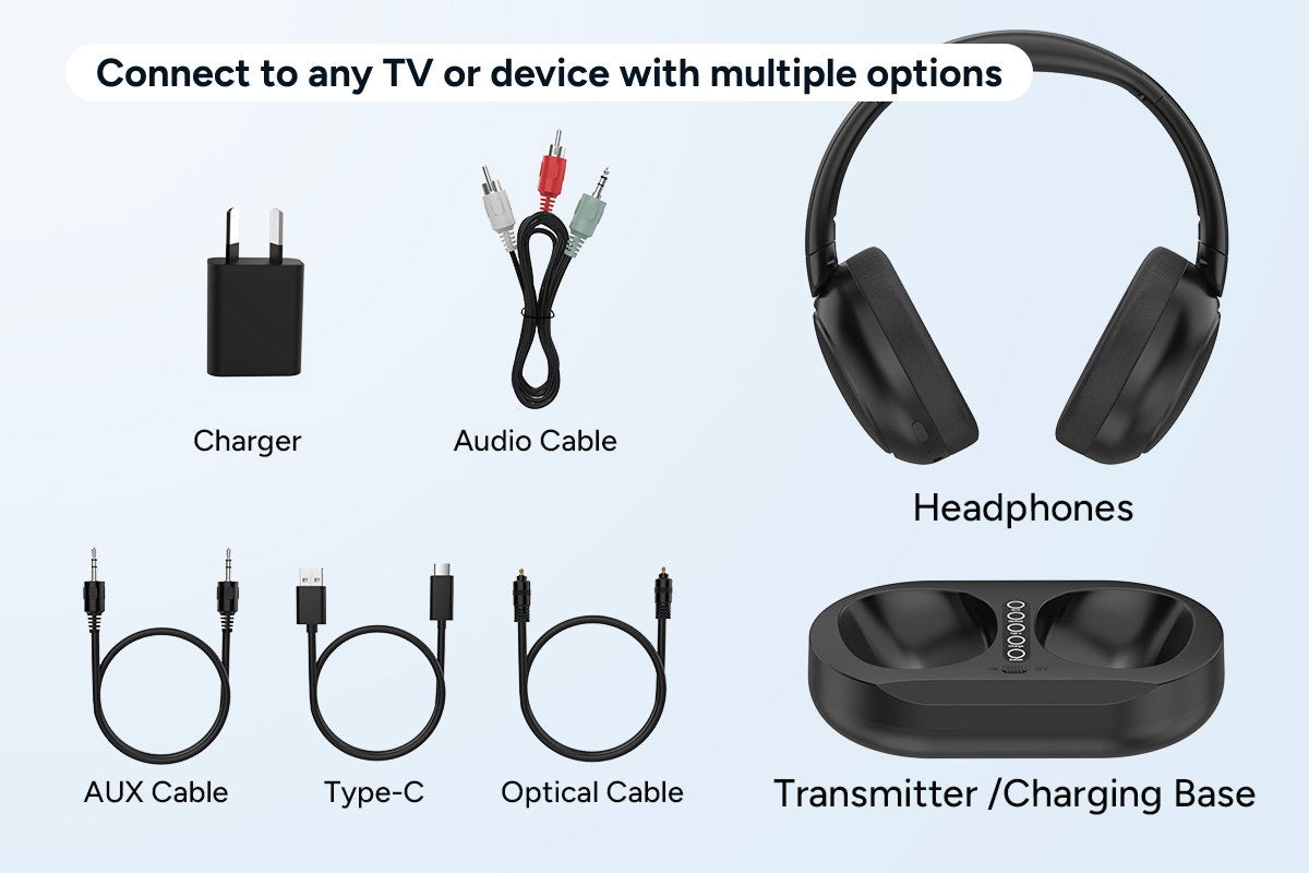 Kogan Wireless TV Headphones with Charging Dock