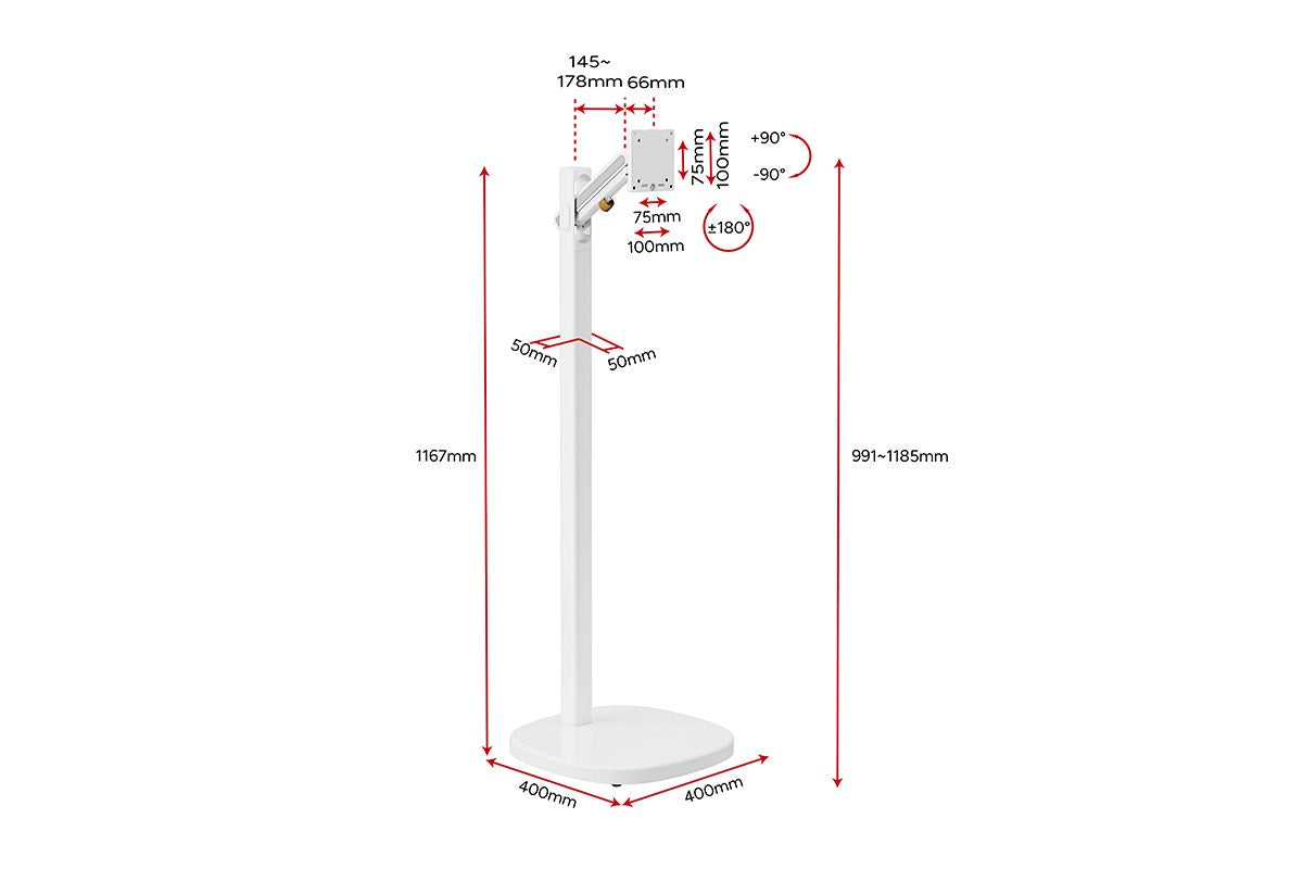Kogan Portable TV Floor Stand for 17" - 35" TVs (White)