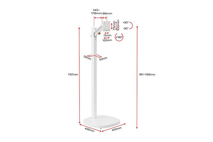 Kogan Portable TV Floor Stand for 17" - 35" TVs (White)