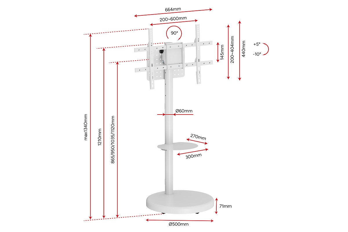 Kogan Portable TV Floor Stand for 37" - 86" TVs (White)