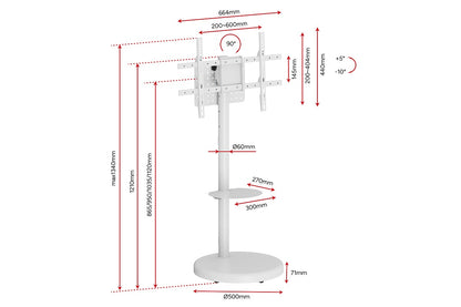 Kogan Portable TV Floor Stand for 37" - 86" TVs (White)