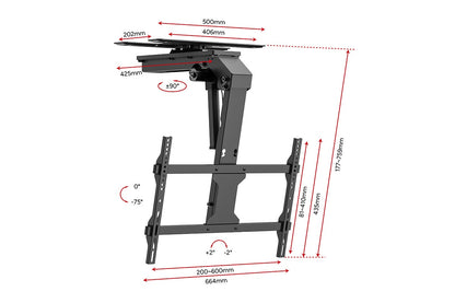 Kogan SmarterHome™ Motorised Flip Down TV Ceiling Mount for 37'' - 75'' TVs