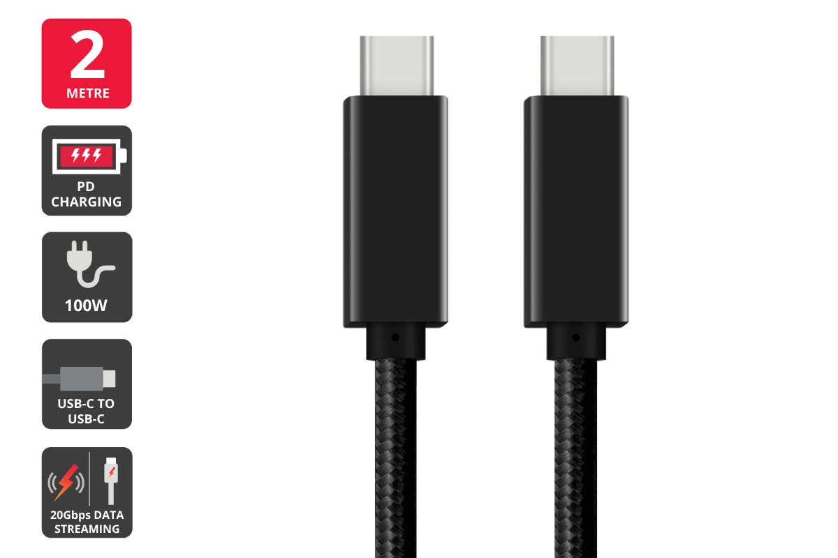 Braided USB-C to USB-C 100W 20Gbps Cable (2m) | Auzzi Store