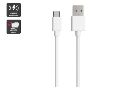 1m USB-A to USB-C Cable (White)