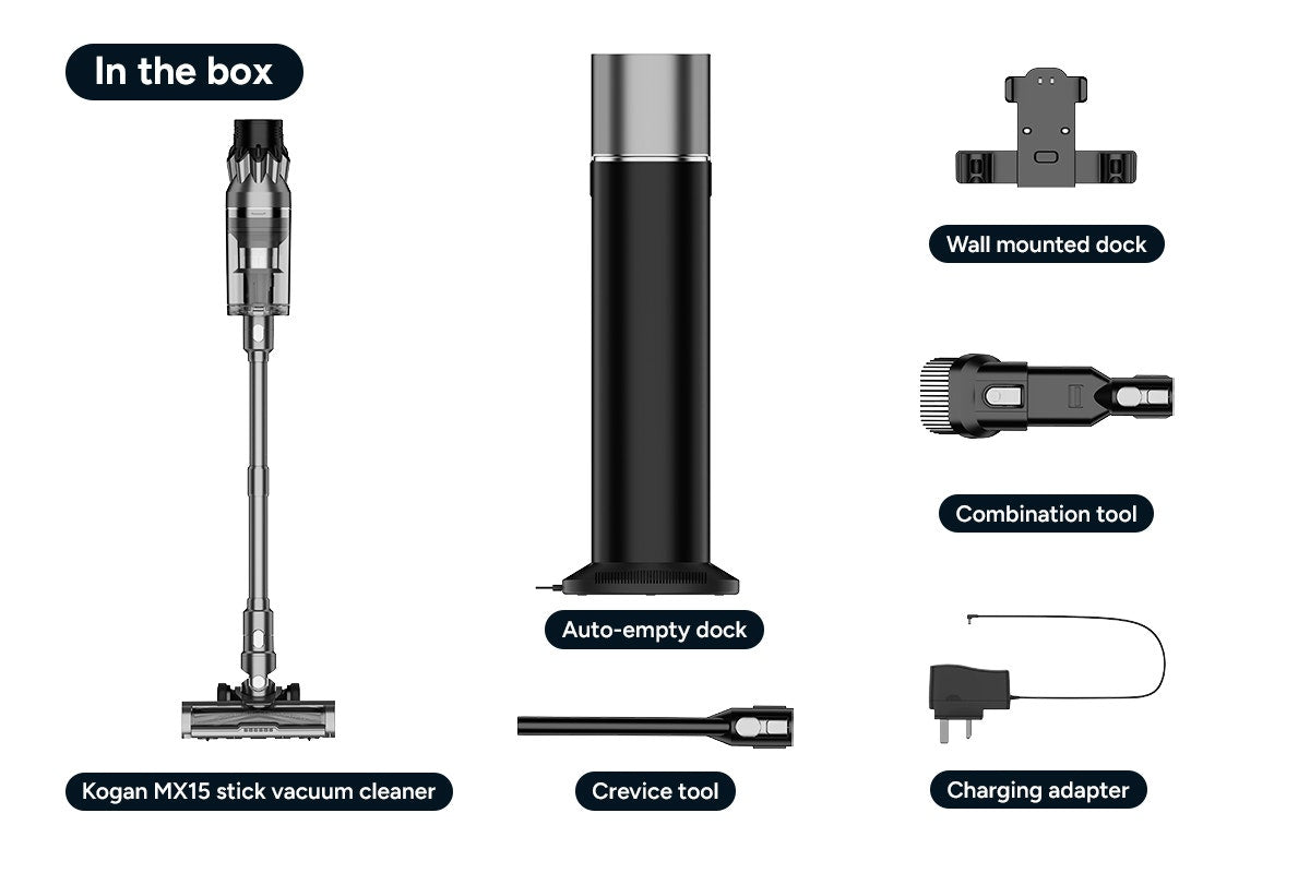 Kogan MX15 Absolute Cordless Stick Vacuum Cleaner with Auto-Empty Dock