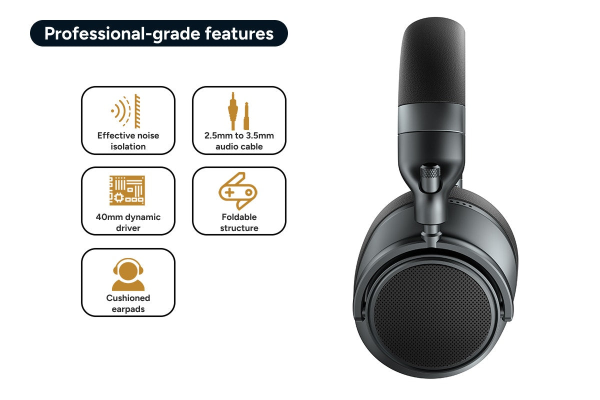 Kogan Hi-Res Over Ear Studio Monitor & Mixing DJ Headphones