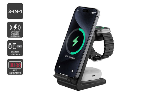 Kogan 3-in-1 15W Wireless Fast Phone Charger - Auzzistore