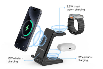 Kogan 3-in-1 15W Wireless Fast Phone Charger