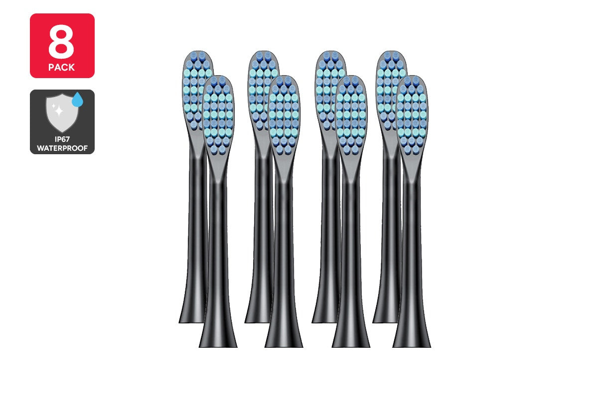 Kogan X700 Sonic Electronic Tooth Brush Replacement Heads (Black, 8 Pack)