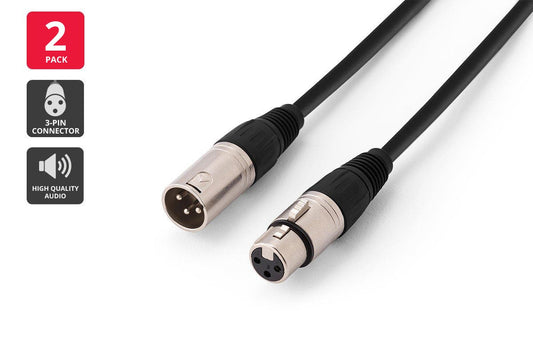 2 Pack Kogan Male to Female Balanced Microphone XLR Cable  - 1.8m 
