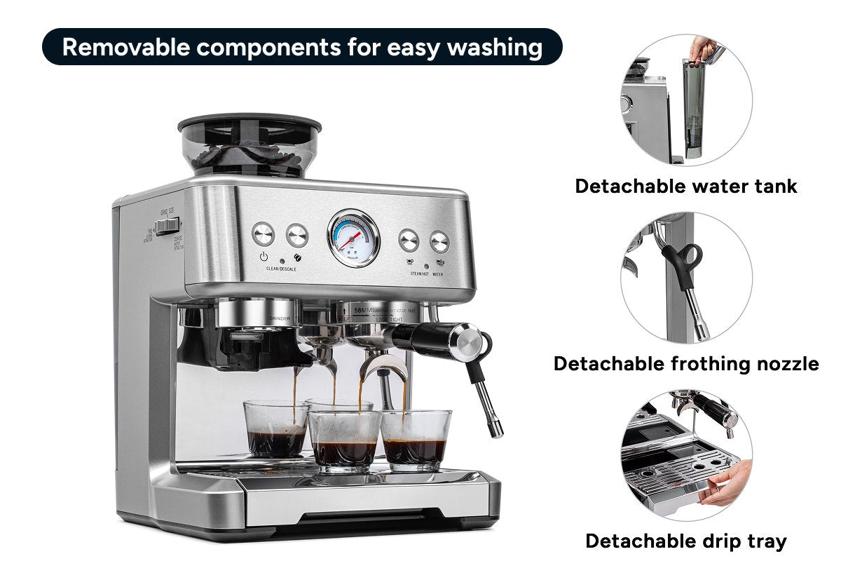 Kogan Dual Thermoblock Espresso Coffee Machine with Grinder