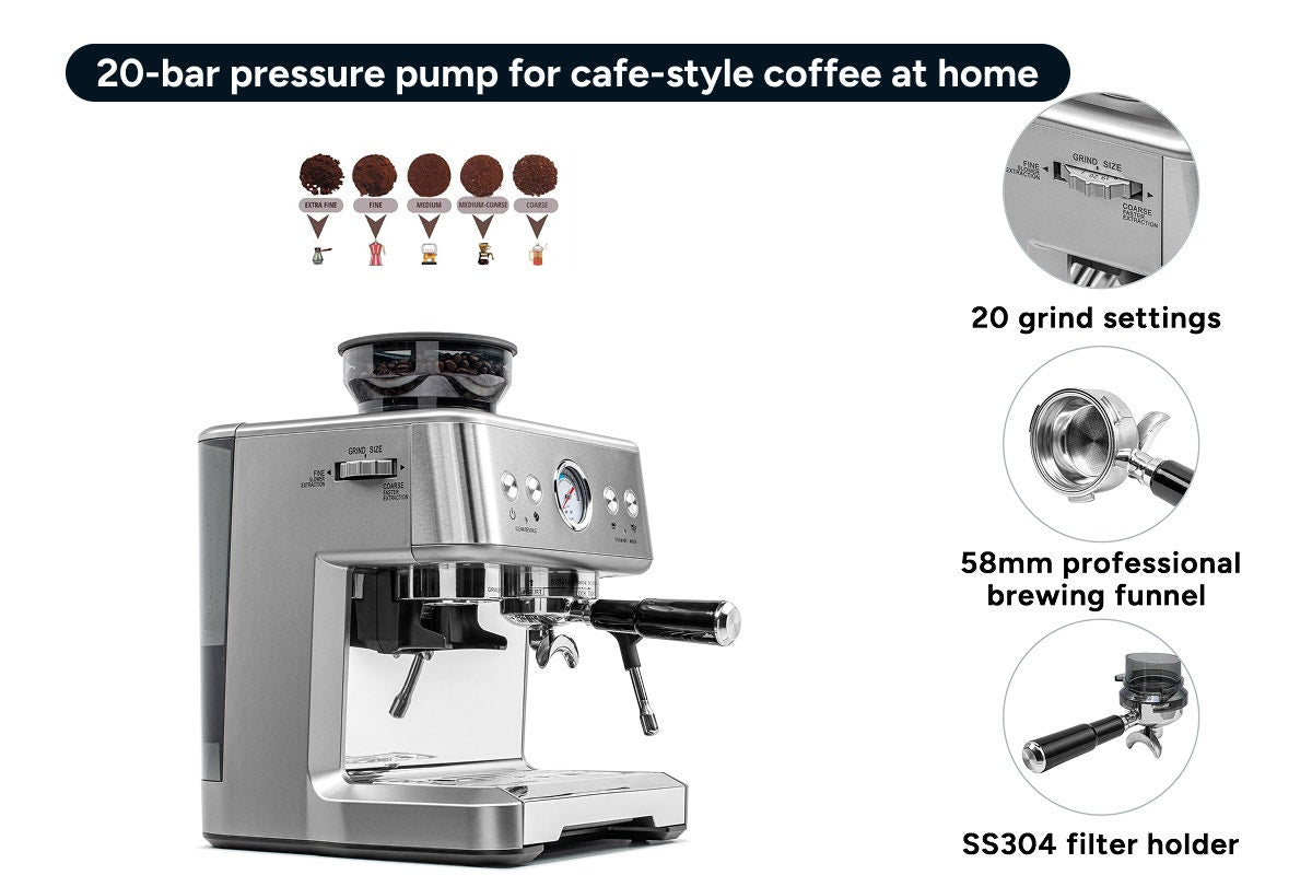 Kogan Dual Thermoblock Espresso Coffee Machine with Grinder