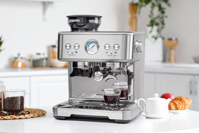 Dual Thermoblock Espresso Coffee Machine with Grinder, 2.6L Tank, 20-Bar Pump
