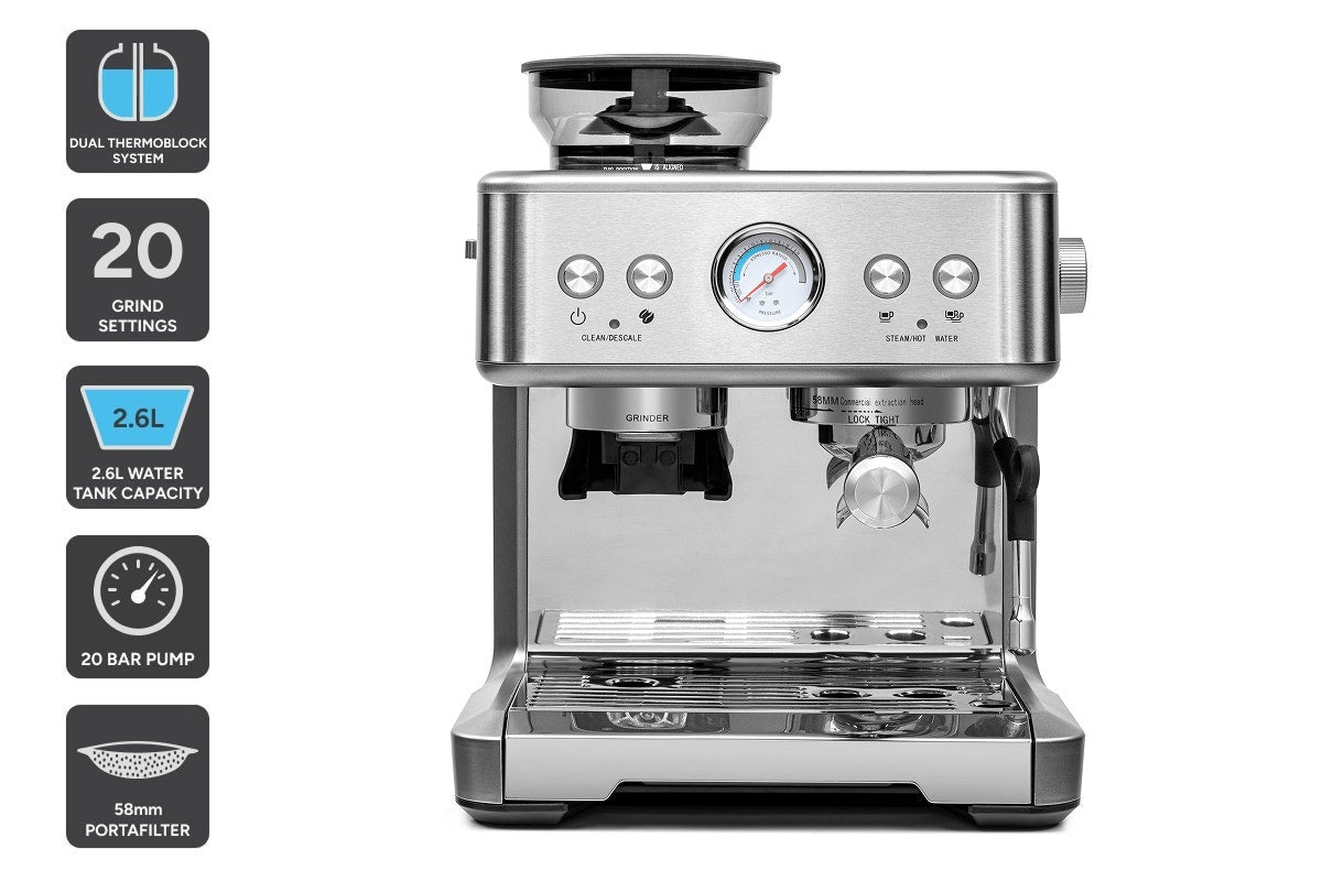 Kogan Dual Thermoblock Espresso Coffee Machine with Grinder