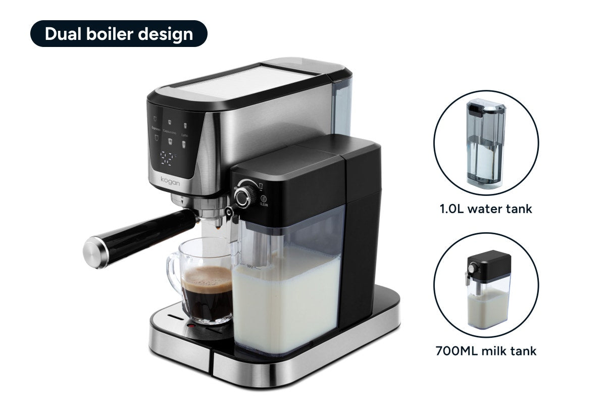 Kogan Dual Boiler Espresso Coffee Machine with Milk Frother