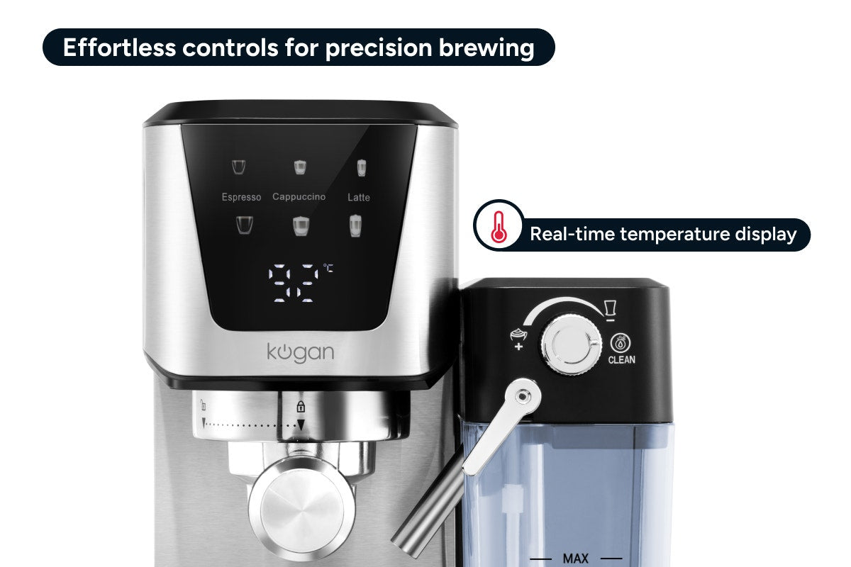 Kogan Dual Boiler Espresso Coffee Machine with Milk Frother