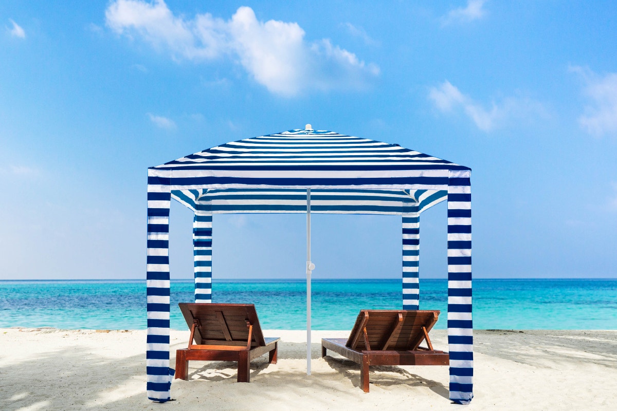 Komodo Beach Cabana Shelter UV50 (Navy Stripe, Medium)