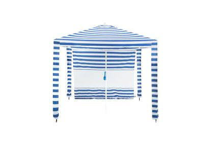 Komodo Beach Cabana Shelter UV50 with Side Wall (Navy Stripe, 2x2m)