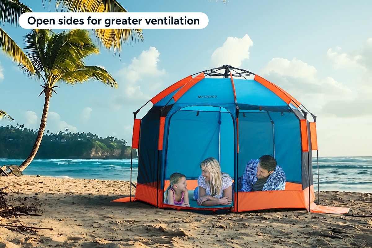 Komodo 4 Person Pop Up Beach Tent (Blue)