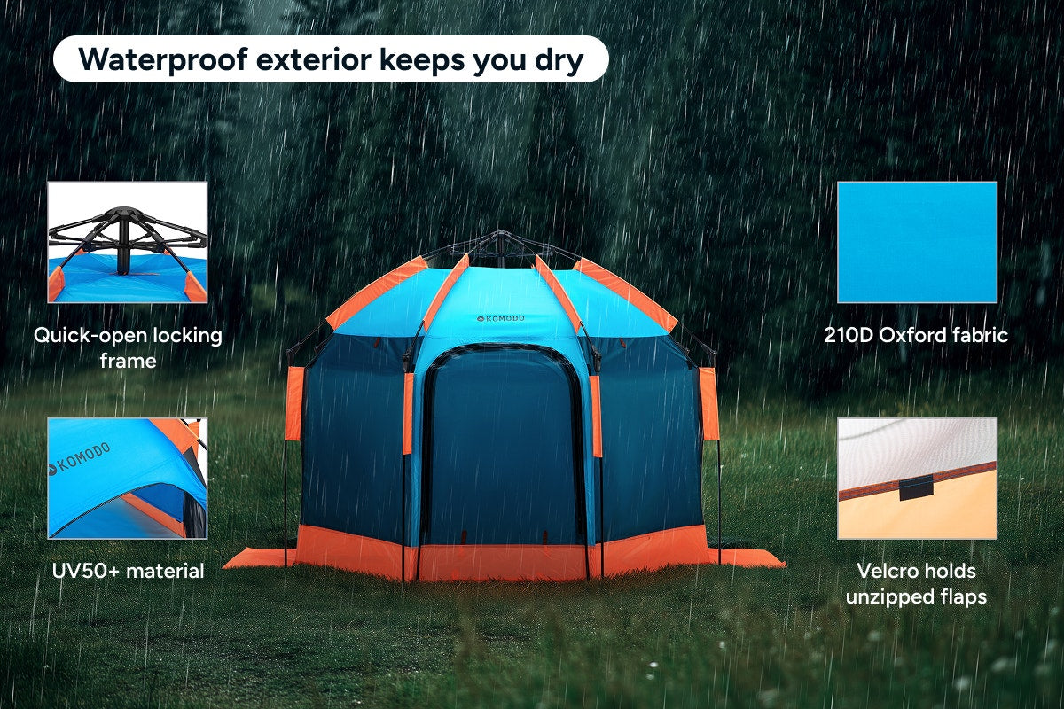 Komodo 4 Person Pop Up Beach Tent (Blue)