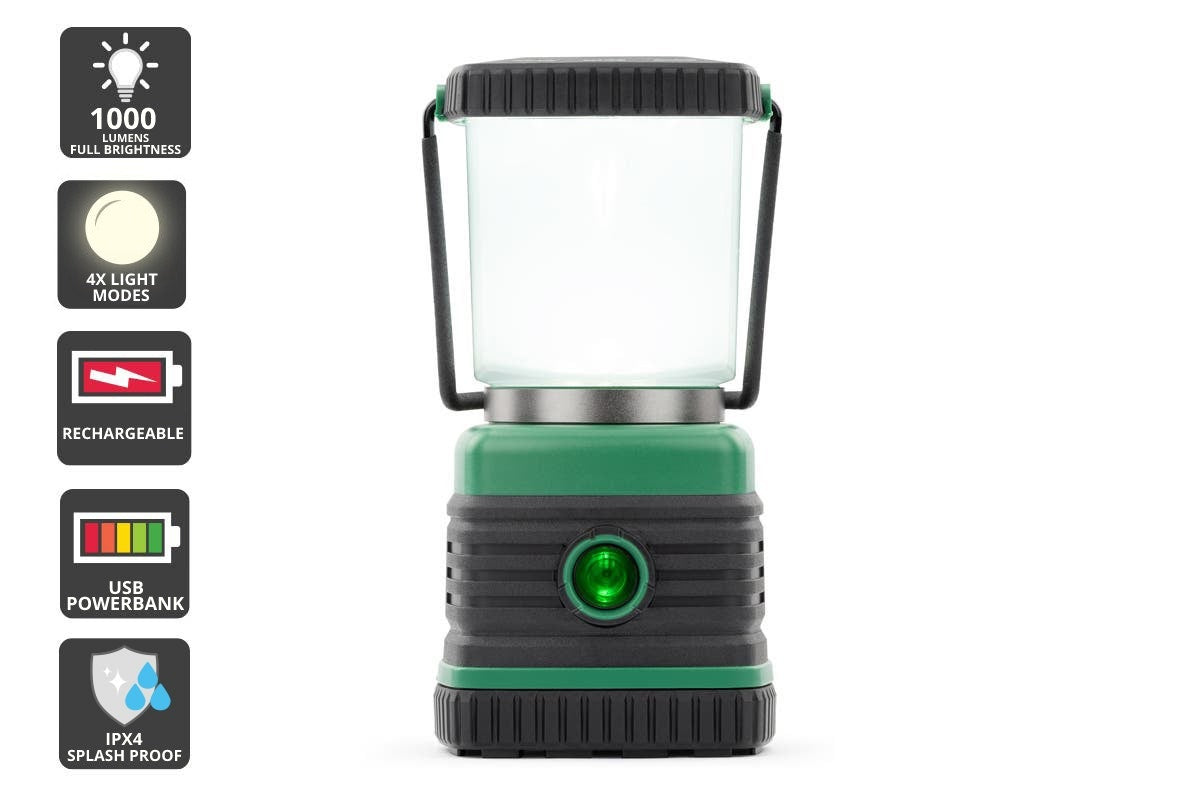 1000 Lumen Rechargeable Dimmable Portable Camping Lantern and Power Bank