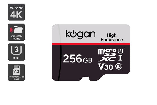Kogan High Endurance 256GB SDXC A2 V30 Micro SD Card