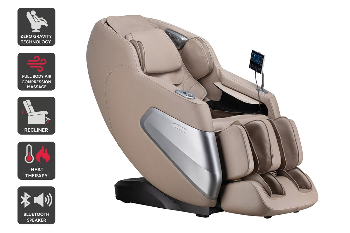 Kogan S63 Pro Zero-Gravity SL-Track Heated Shiatsu Massage Recliner Chair (Beige)
