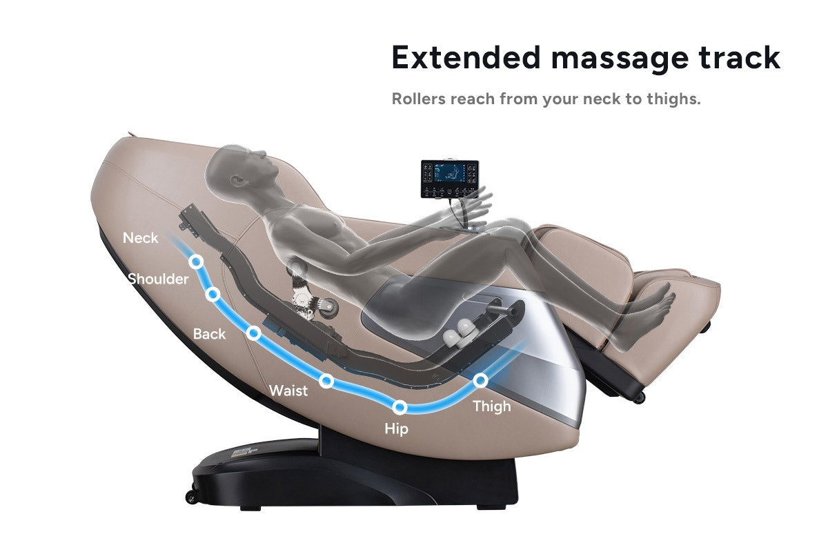 Kogan S63 Pro Zero-Gravity SL-Track Heated Shiatsu Massage Recliner Chair (Beige)