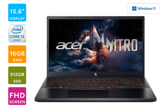 Acer Nitro V 15.6" Full HD 165Hz IPS Core i5 RTX 5050 Gaming Laptop (16GB, 512GB, Obsidian Black) - Auzzistore