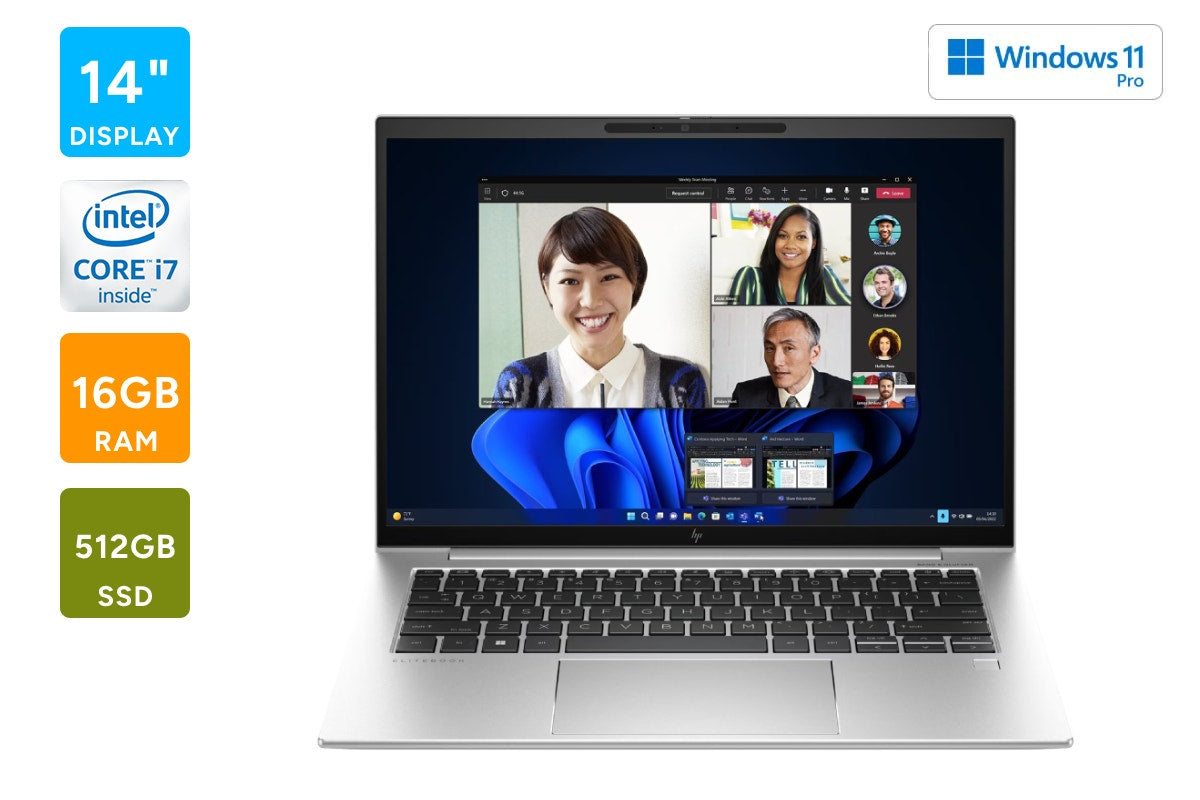 HP EliteBook 840 G10 14" i7 Windows Laptop (4G LTE, 16GB, 512GB)