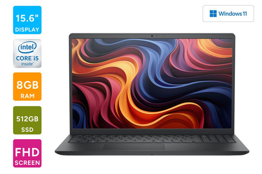 Dell 15.6" Full HD Touchscreen Core i5 Laptop (8GB, 512GB, Carbon Black) - Auzzistore