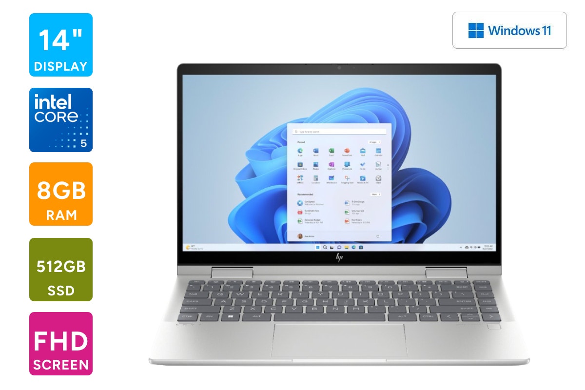 HP Envy x360 14" Full HD Core 5 Touchscreen 2-in-1 Windows 11 AI Laptop (8GB, 512GB)
