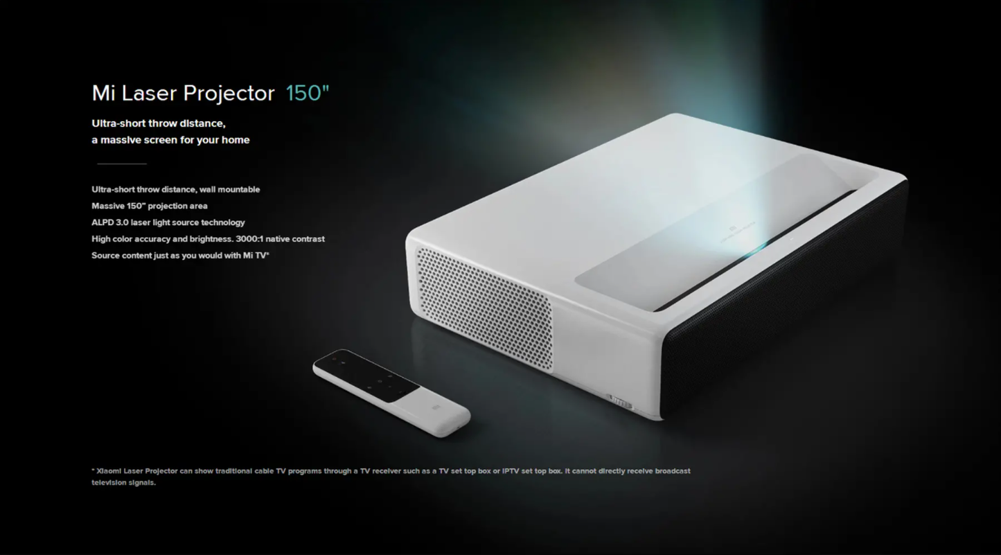 Xiaomi Mi 150" Ultra Short-Throw Smart Laser Projector with Android TV