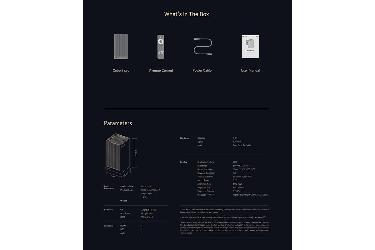 Wanbo Cube 2 Pro Full HD Smart Projector (Midnight Blue)