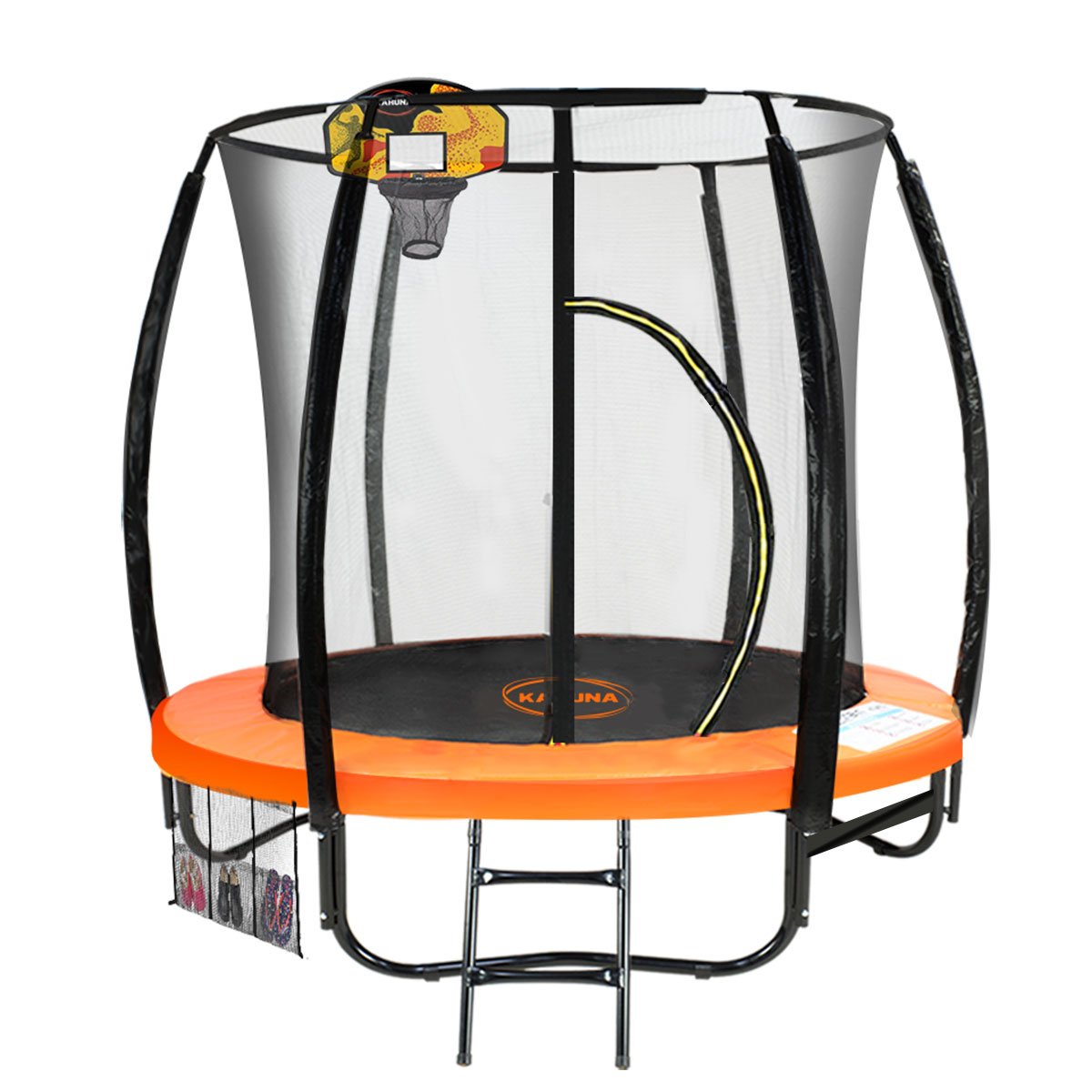 Kahuna Classic 6ft Outdoor Round Orange Trampoline Safety Enclosure And Basketball Hoop Set | Auzzi Store