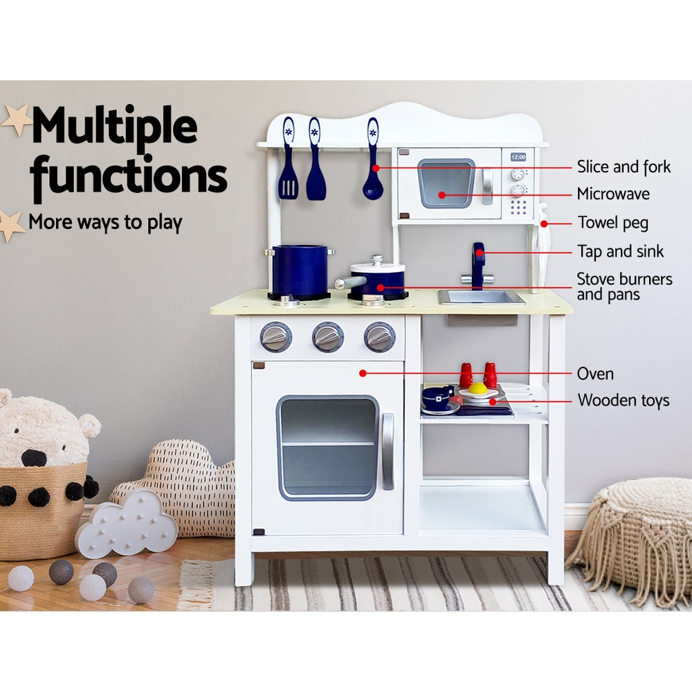 Keezi 18 Piece Kids Kitchen Play Set - White | Auzzi Store