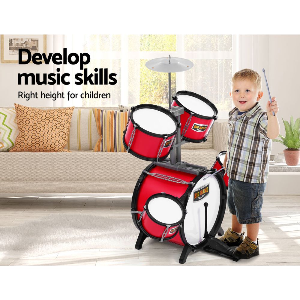 Keezi Kids 7 Drum Set Junior Drums Kit Musical Play Toys Childrens Mini Big Band | Auzzi Store