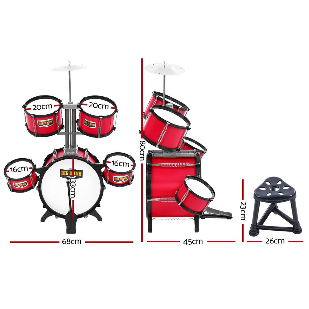 Keezi Kids 7 Drum Set Junior Drums Kit Musical Play Toys Childrens Mini Big Band | Auzzi Store