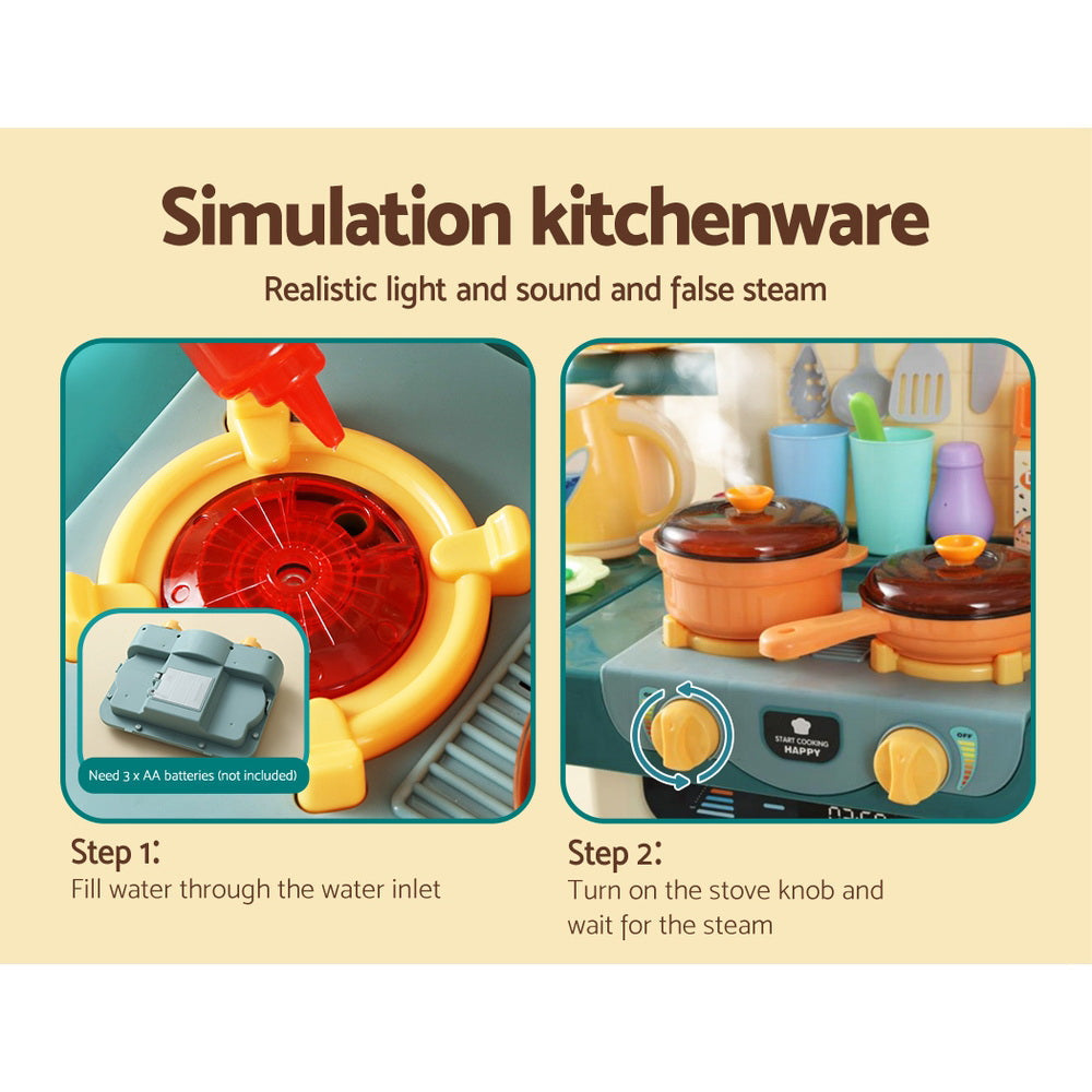Keezi Kids Kitchen Playset Pretend Play Food Sink Cooking Utensils 73pcs | Auzzi Store