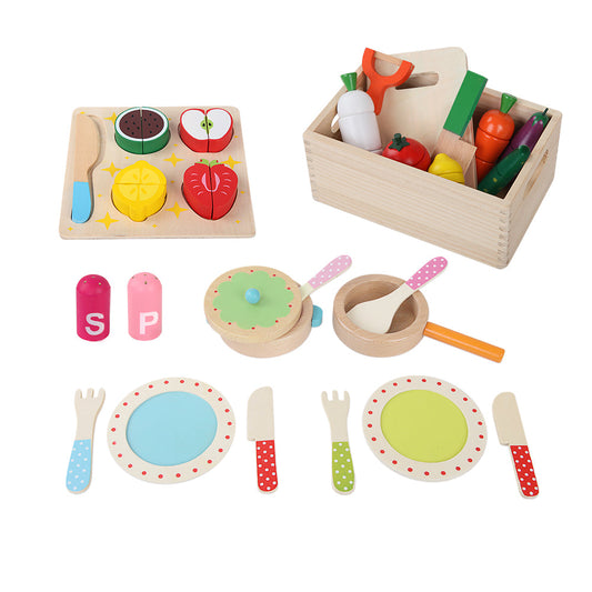 Keezi Kids Pretend Play Food Kitchen Wooden Toys Childrens Cooking Utensils Food | Auzzi Store