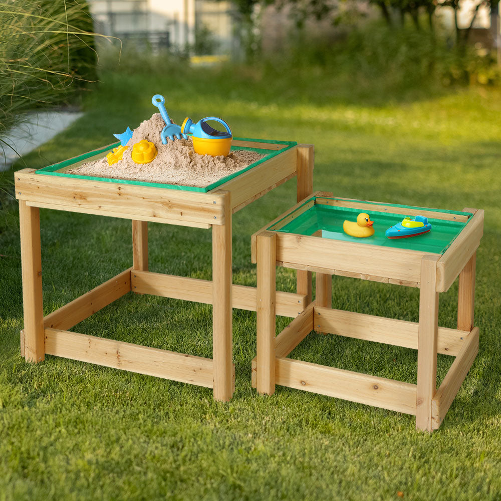 Keezi Kids Sandpit Sand and Water Wooden Table with Cover Outdoor Sand Pit Toys | Auzzi Store