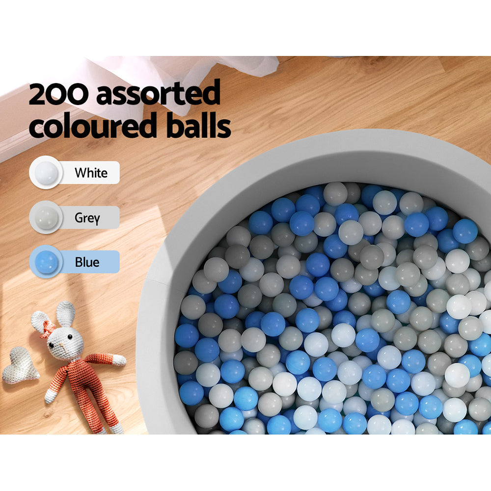 Keezi Ocean Foam Ball Pit with Balls Kids Play Pool Barrier Toys 90x30cm Grey | Auzzi Store
