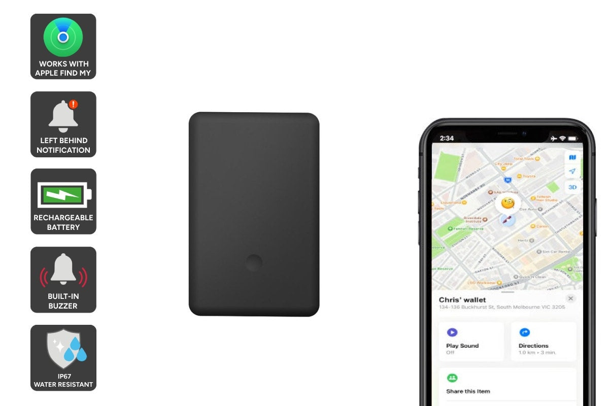 Kogan Smart Tag Rechargeable Wallet Tracker Card for Apple Find My