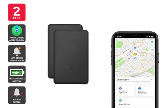 Kogan Smart Tag Rechargeable Wallet Tracker Card for Apple Find My - 2 Pack