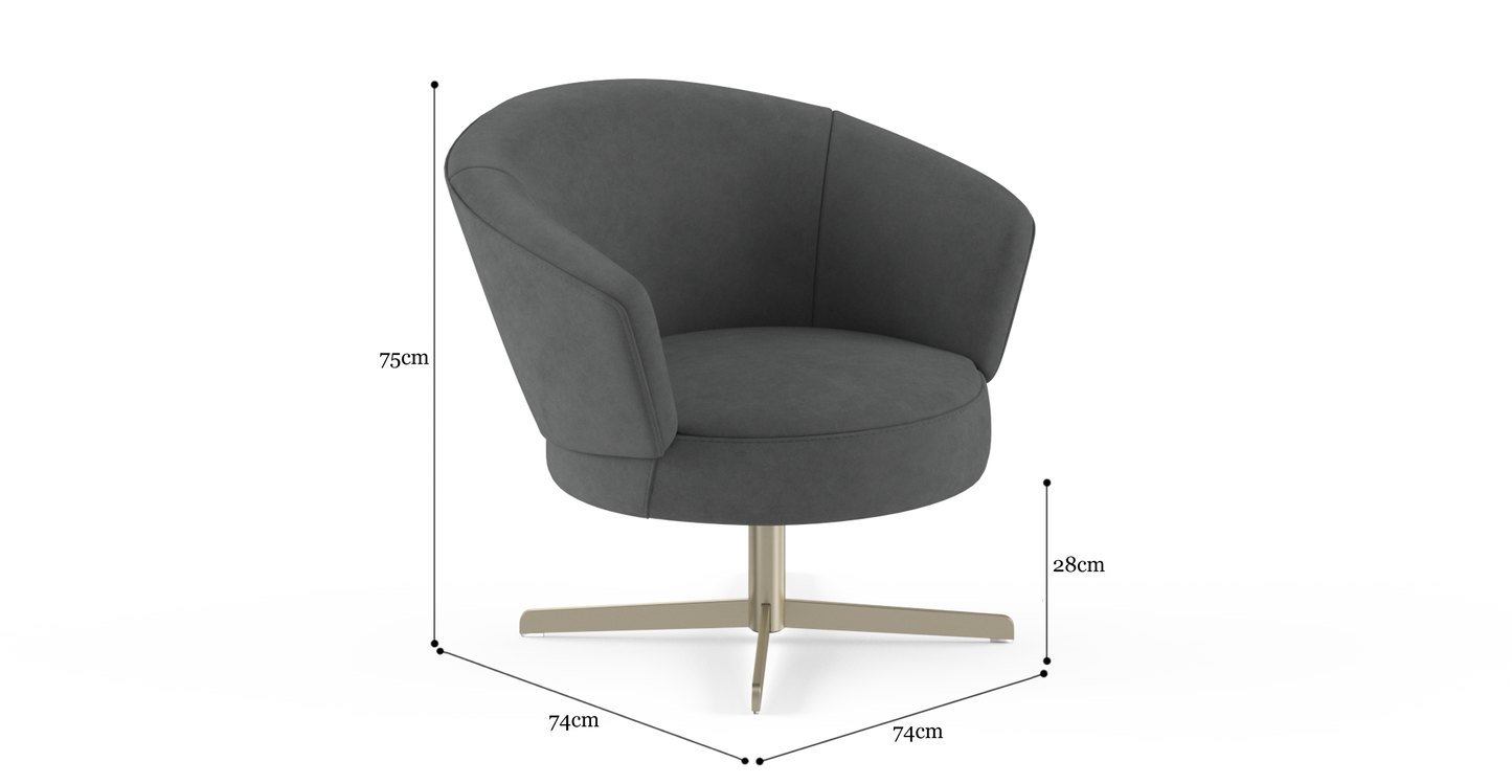 Brosa Kubrick Swivel Accent Chair (Moody Grey)