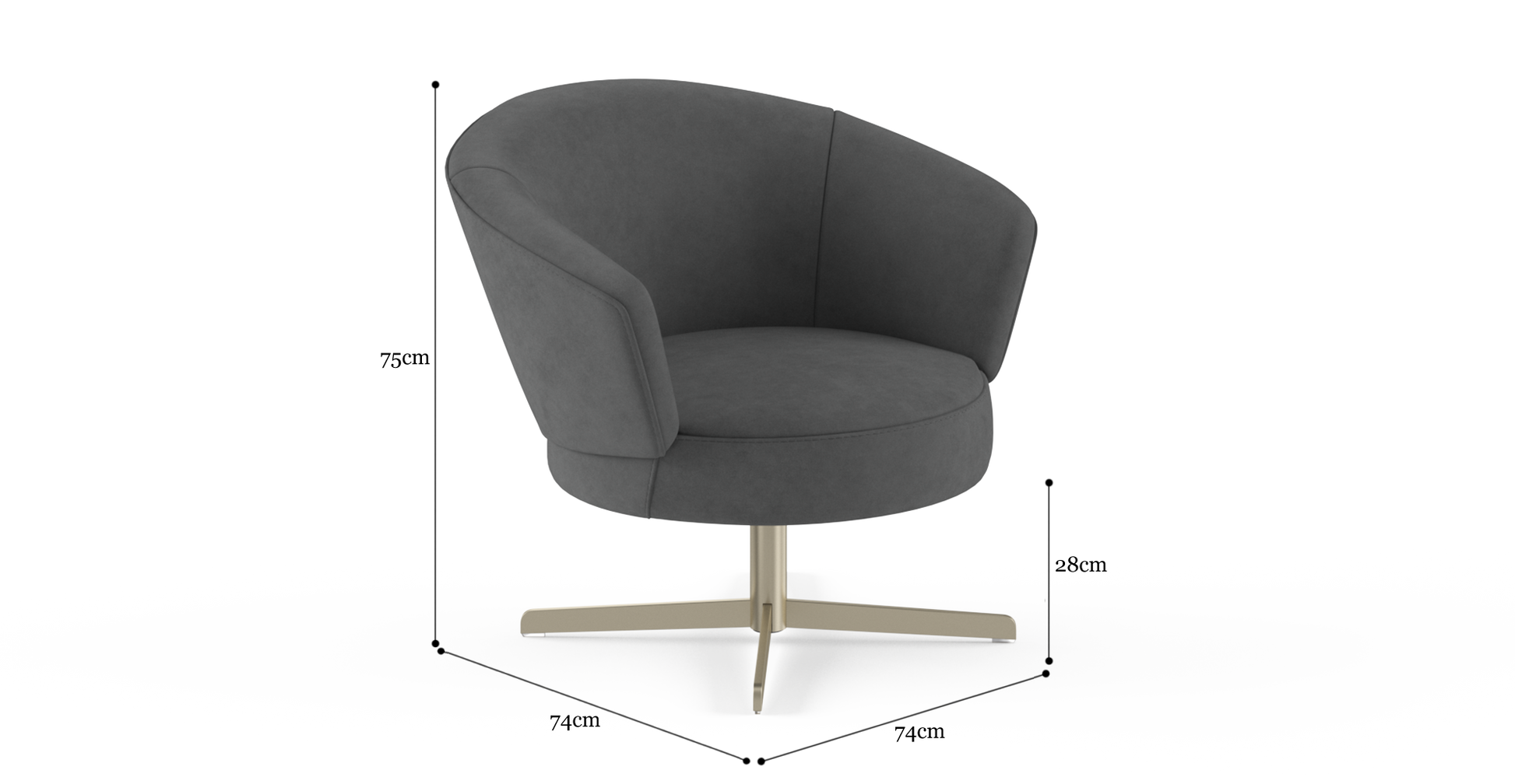 Brosa Kubrick Swivel Accent Chair (Moody Grey)